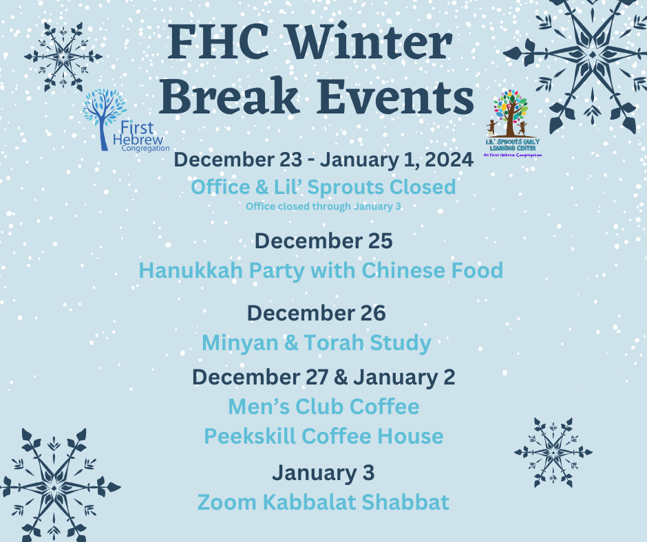 FHC Office & Lil' Sprouts Closed for Winter Break